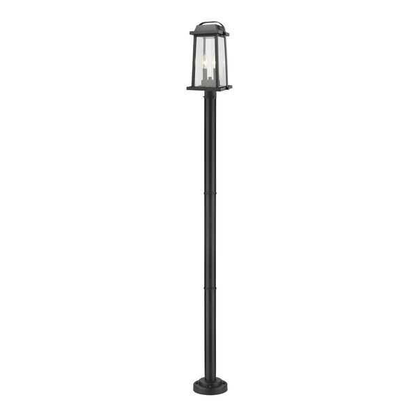 Z-Lite Millworks 2 Light Outdoor Post Mounted Fixture, Black & Clear Beveled 574PHMR-567P-BK - main